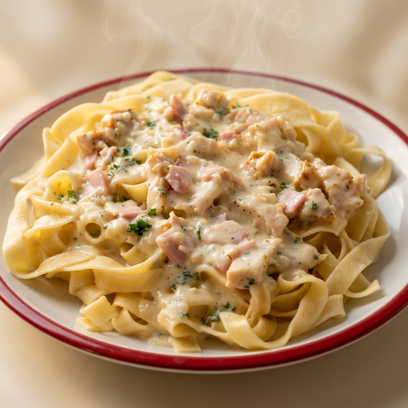 Pasta Fetuccini en salsa blanca